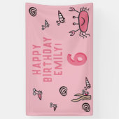 ピンクのカニ 海の動物 シェル ガール フォト 誕生日 横断幕 (縦)