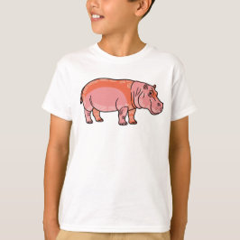 ピンクのカバのキッズTシャツ – かわいい+楽しい動物デザイン Tシャツ