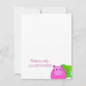 ピンクのカバのベビーシャワー招待状 招待状 (裏面)