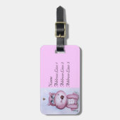 ピンクのカバの荷物のラベル ラゲッジタグ (正面縦)
