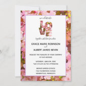 ピンクのカバザクラの花が咲く結婚式への招待状 招待状 (正面)