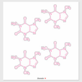 ピンクのカフェイン分子 シール