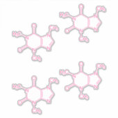 ピンクのカフェイン分子 シール (正面)