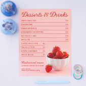 ピンクのカフェ レストラン デザート メニュー (シングル)