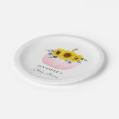 ピンクのカボチャとヒマワリの女の子の赤ちゃんシャワー ペーパープレート (アングル)