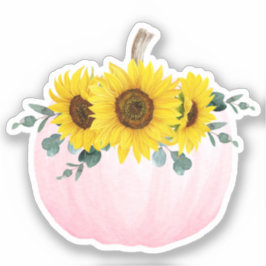 ピンクのカボチャとヒマワリ シール