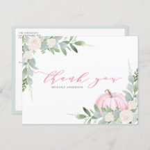 ピンクのカボチャと緑の秋ありがとう