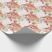 ピンクのカボチャと花の景品 ラッピングペーパー (角)