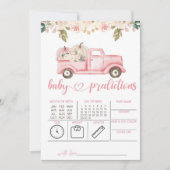 ピンクのカボチャのトラック出産予想カード 招待状 (正面)