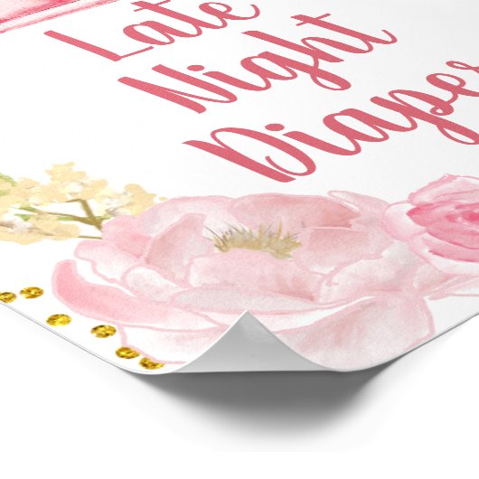 ピンクのカボチャのトラック深夜おむつサインのポスター ポスター (角)