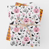 ピンクのカボチャのハロウィーン ラッピングペーパーシート (インサイチュ)