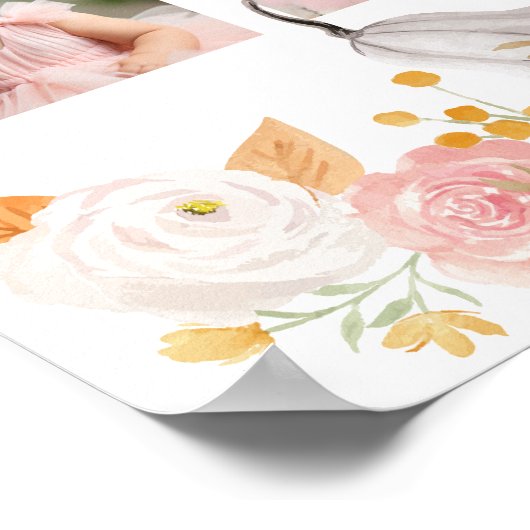 ピンクのカボチャの初年写真マイルストーンポスター ポスター (角)