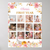 ピンクのカボチャの初年写真マイルストーンポスター ポスター (正面)