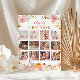 ピンクのカボチャの初年写真マイルストーンポスター ポスター