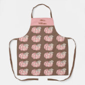 ピンクのカボチャの収穫感謝祭 エプロン (正面)