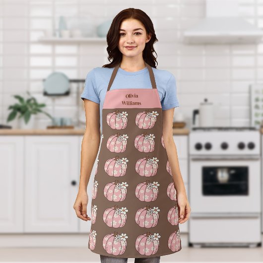 ピンクのカボチャの収穫感謝祭 エプロン