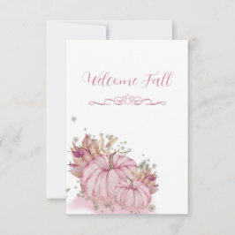 ピンクのカボチャの収穫 - フラット テーブル カード