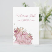 ピンクのカボチャの収穫 - フラット テーブル カード (スタンド正面)