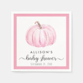 ピンクのカボチャの水の色ベビーガールシャワー スタンダードカクテルナプキン (正面)