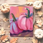 ピンクのカボチャの水彩画 秋のホリデーカード シーズンポストカード