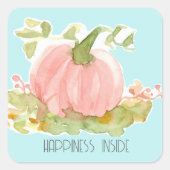ピンクのカボチャの秋の幸せ|過去記事 スクエアシール (正面)