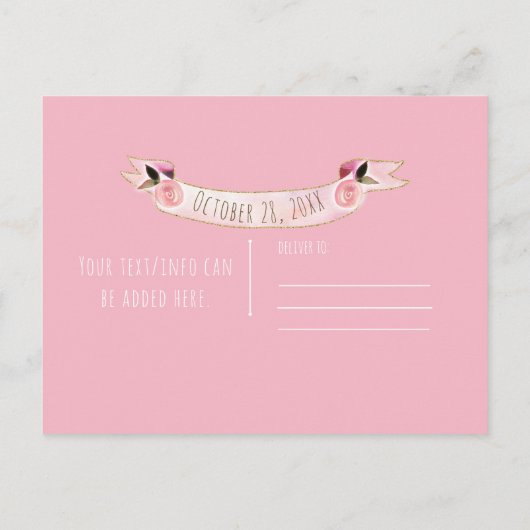 ピンクのカボチャの秋素朴のデートを救う 案内ポストカード (裏面)