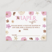 ピンクのカボチャの花のベビーシャワーおむつくじ エンクロージャーカード (正面)
