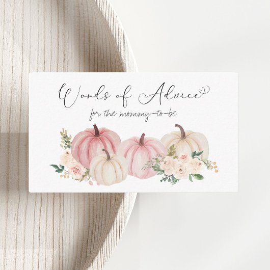 ピンクのカボチャフローラ言葉のアドバイス赤ちゃんシャワー エンクロージャーカード