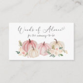 ピンクのカボチャフローラ言葉のアドバイス赤ちゃんシャワー エンクロージャーカード (正面)