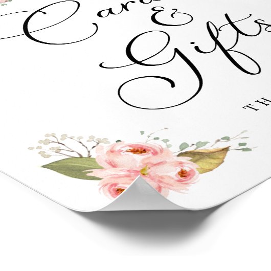 ピンクのカボチャ女の子の赤ちゃんシャワーカードとギフトサイン ポスター (角)