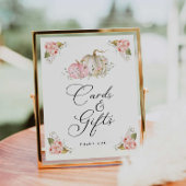 ピンクのカボチャ女の子の赤ちゃんシャワーカードとギフトサイン ポスター