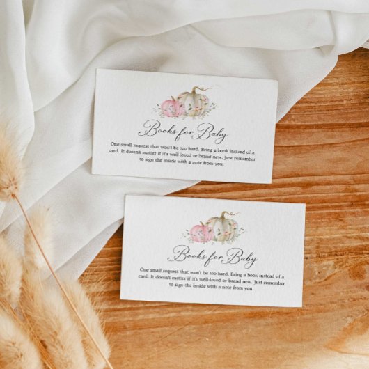 ピンクのカボチャ女の子の赤ちゃんシャワーブックリクエスト エンクロージャーカード