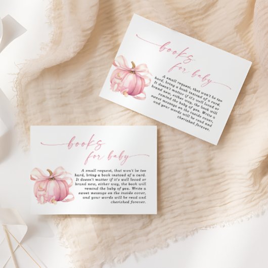 ピンクのカボチャ女の子の赤ちゃんシャワーブックリクエスト エンクロージャーカード