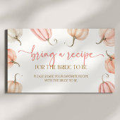 ピンクのカボチャ秋のブライダルシャワーはレシピをもたらす エンクロージャーカード