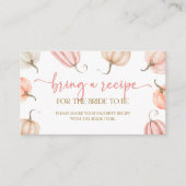 ピンクのカボチャ秋のブライダルシャワーはレシピをもたらす エンクロージャーカード (正面)