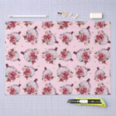 ピンクのカボチャ秋フローラ水の色のパターン 薄葉紙 (クラフト)