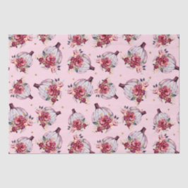 ピンクのカボチャ秋フローラ水の色のパターン 薄葉紙