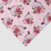 ピンクのカボチャ秋フローラ水彩秋のパターン 薄葉紙 (詳細)