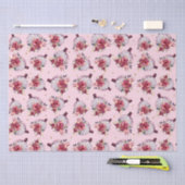 ピンクのカボチャ秋フローラ水彩秋のパターン 薄葉紙 (クラフト)