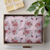 ピンクのカボチャ秋フローラ水彩秋のパターン 薄葉紙 (ギフト)