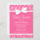 ピンクのカムフラージュによって印刷される弓ベビーシャワー 招待状 (正面)