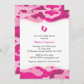 ピンクのカムフラージュの女の子のベビーシャワーの招待状 招待状 (正面/裏面)