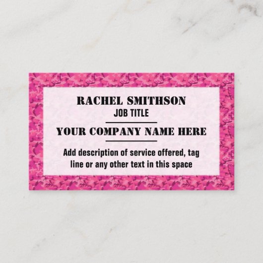 ピンクのカムフラージュの迷彩柄パターン 名刺 (正面)