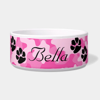 ピンクのカムフラージュ犬ボール ボウル