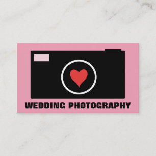 ピンクのカメラの結婚式の写真撮影の名刺 名刺