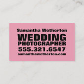 ピンクのカメラの結婚式の写真撮影の名刺 名刺 (裏面)