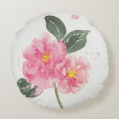 ピンクのカメリアを使用したラウンドクッション ラウンドクッション (裏面)