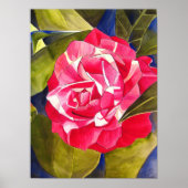 ピンクのカメリア水彩花絵画の芸術 ポスター (正面)