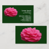 ピンクのカメリア – ダークグリーン 名刺 (正面/裏面)