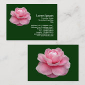 ピンクのカメリア – ダークグリーン 名刺 (正面/裏面)